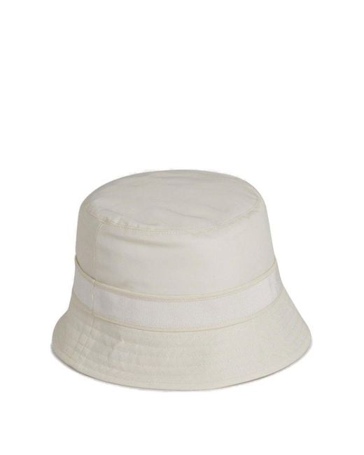 Moncler White Technical Logo Embroidered Fisherman Hat