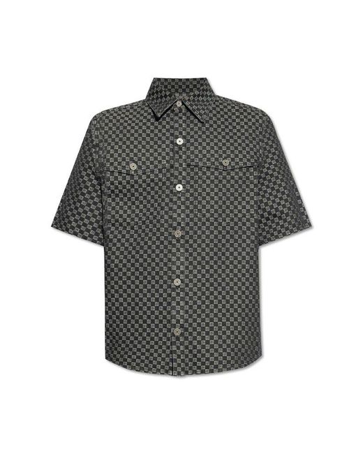 Balmain Denim Shirt With Monogram, in Gray for Men | Lyst