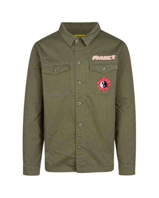 Market Green Breathwork Army Button-up Jacket for men