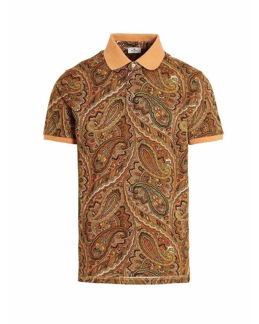 Etro Brown Paisley Polo Shirt for men