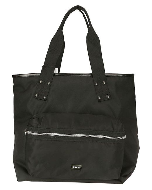 Sacai Black Logo-patch Padded Top Handle Bag
