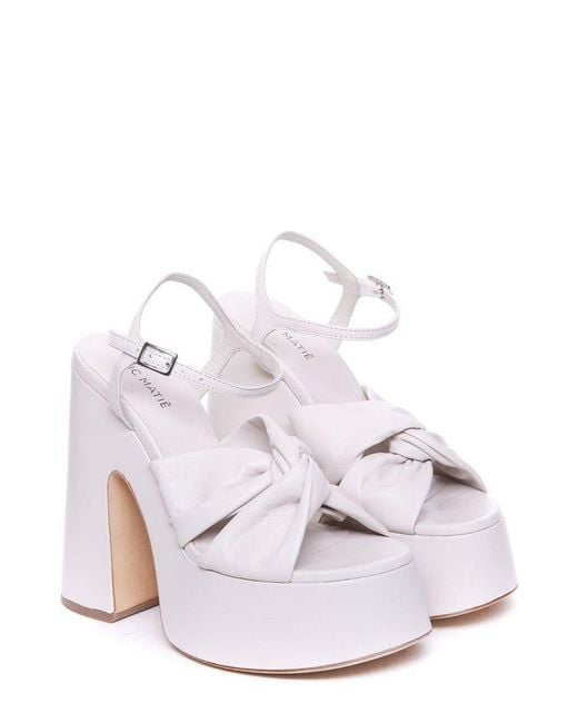 Vic Matié White Sash Twist Detailed Sandals