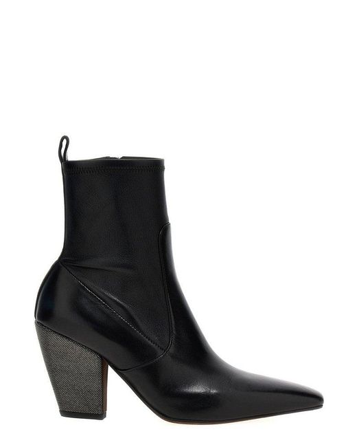 Brunello Cucinelli Black Pointed-toe Ankle Boots
