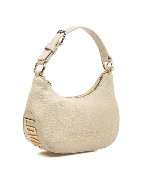 Love Moschino White Logo Lettering Zipped Mini Shoulder Bag