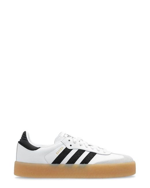 Adidas White Samba Side Stripe Detailed Sneakers