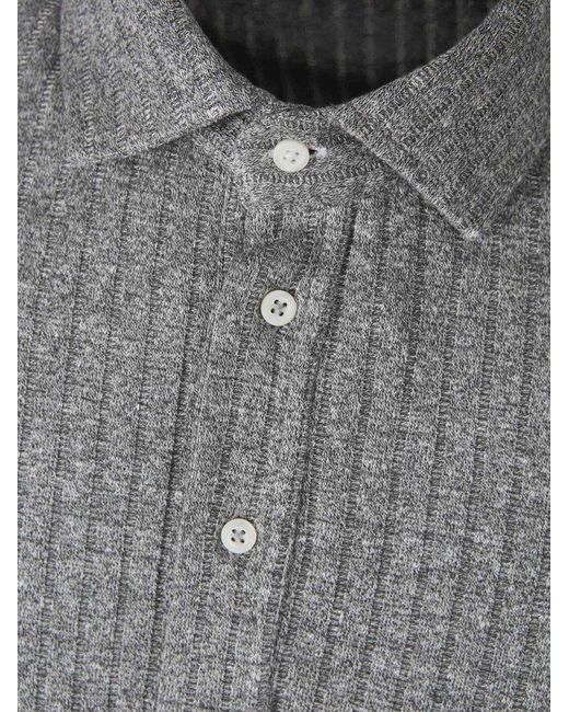 Brunello Cucinelli Gray Polo Ribbed Buttons for men