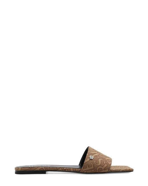 Versace Natural Allover Flat Slip-on Sandals