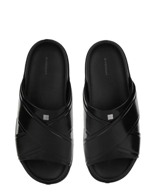Givenchy Black 4g Plaque Flat Sandals for men