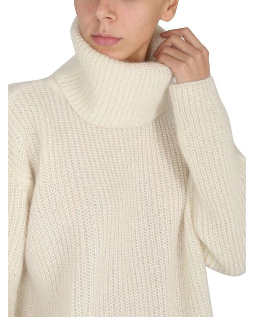 Boss White Roll Neck Knitted Jumper