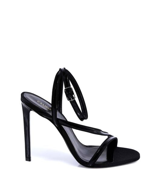 Celine Sharp Patent Sandals in Black | Lyst