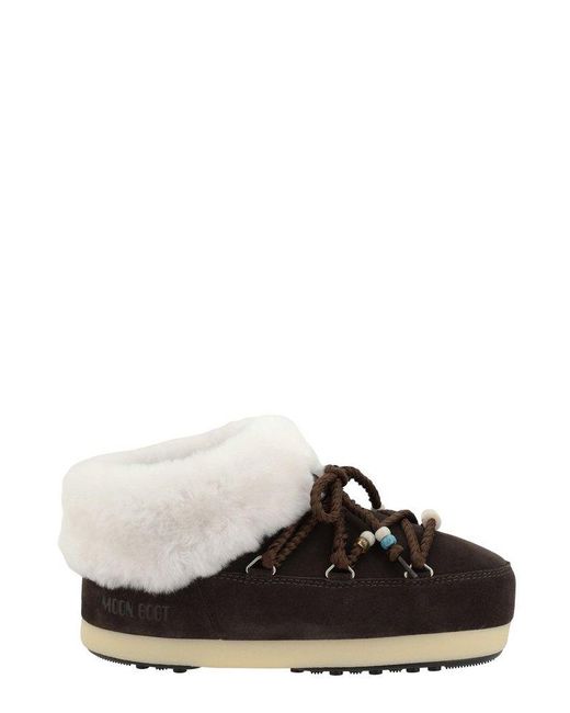 Moon Boot Black Beaded Lace Ankle Boots