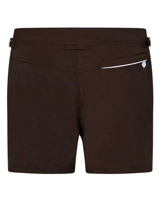 Tom Ford Black Piped-trim Straight Hem Swim Shorts for men