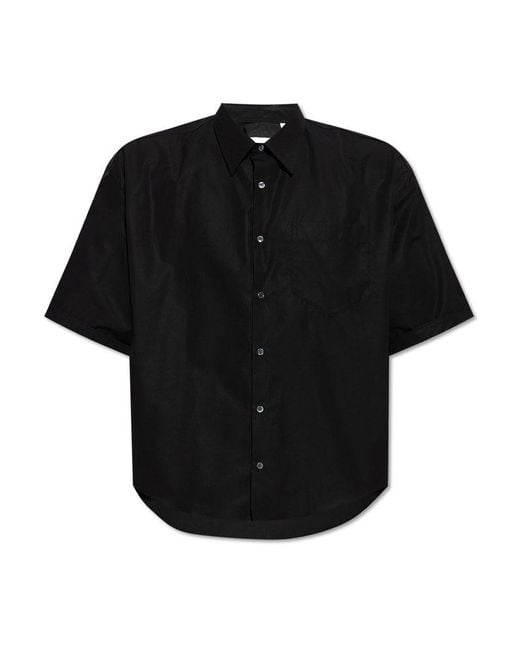 AMI Black Paris Short-sleeved Shirt for men