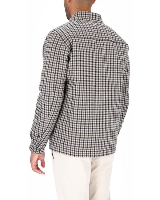 Woolrich Gray Checked Straight Hem Shirt Jacket for men