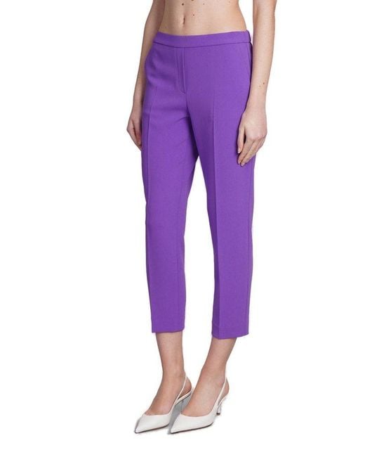 Theory Purple Treeca Pull-on Tailored Pants
