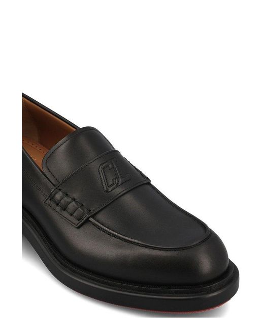 Christian Louboutin Black Urbino Moc Slip-on Loafers for men