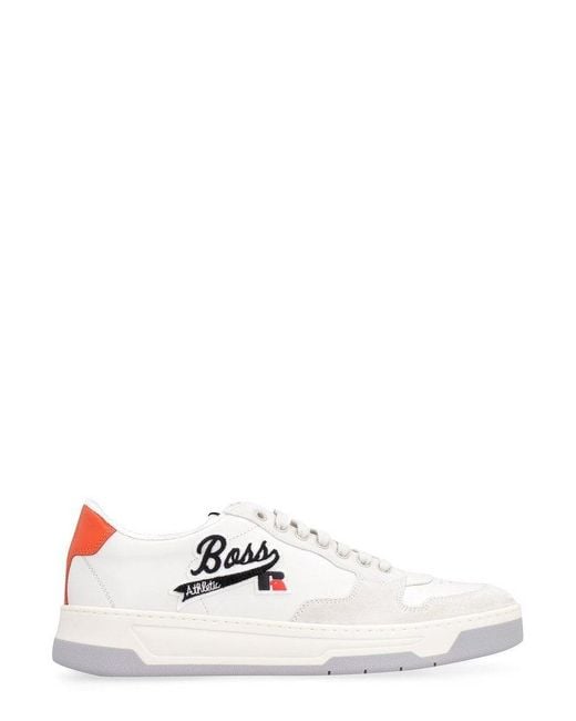 BOSS by HUGO BOSS X Russell Athletic Logo Patch Sneakers in Natural for ...