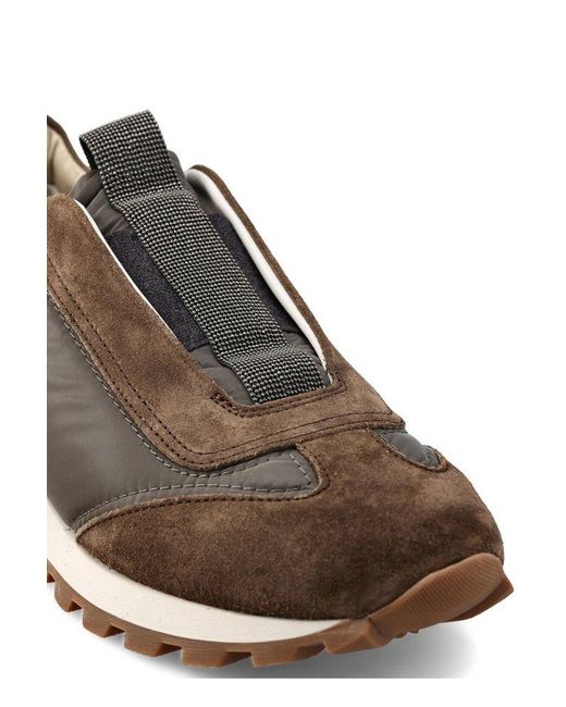 Brunello Cucinelli Brown Round-toe Slip-on Sneakers