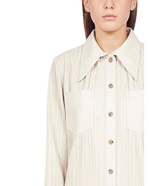 Nanushka White Pleated Maxi Shirt Dress