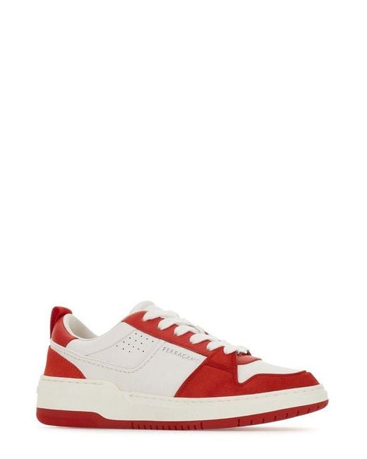 Ferragamo Red Lace-up Skate Sneakers