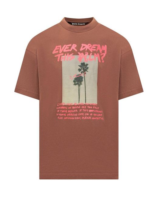 Palm Angels Pink Palm Dream Graphic Printed Crewneck T-shirt for men