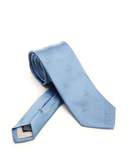 Vivienne Westwood Blue Orb-jacquard Pointed-tip Tie for men