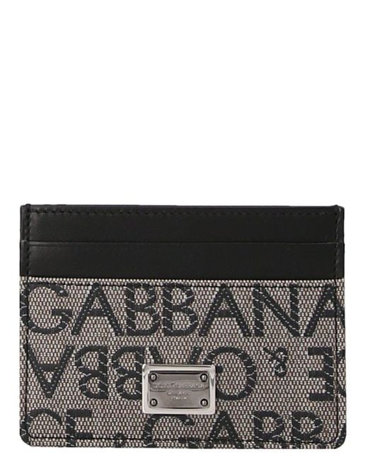 Dolce & Gabbana Black Jacquard Logo Card Holder for men