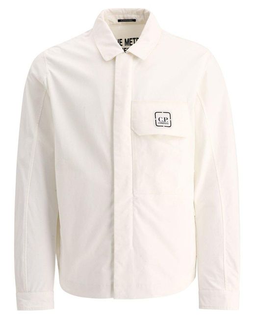 C P Company Natural Logo Printed Long-sleeved Shirt Jacket for men