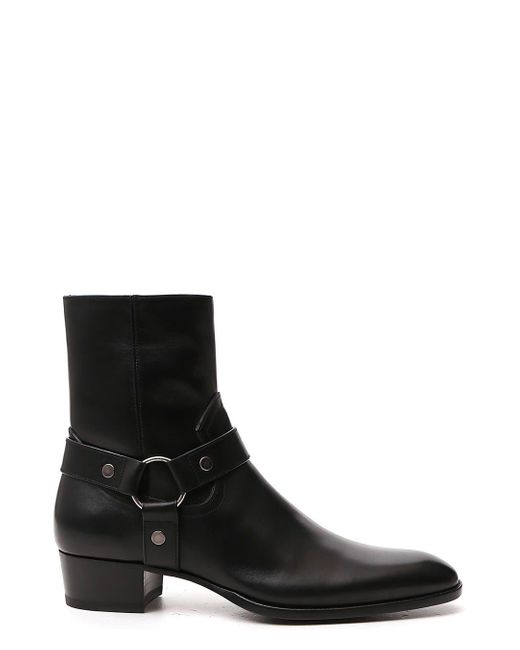 Saint Laurent Black Wyatt Harness Boots for men
