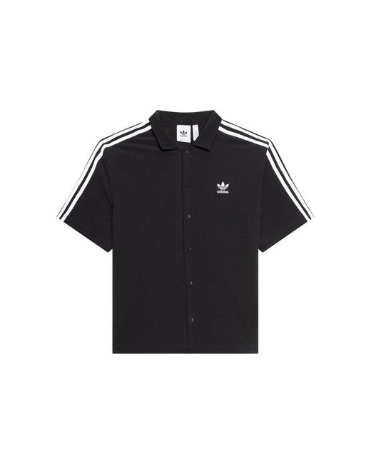 Adidas Originals Black Striped Collared Button-up Shirt for men