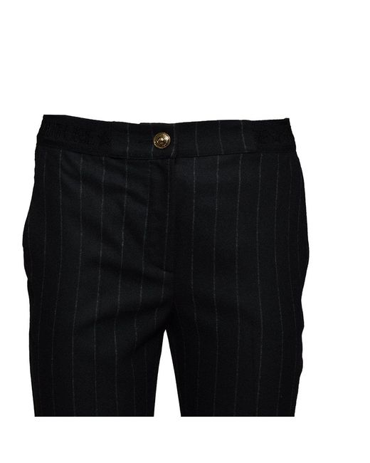 Versace Black Pinstriped Mid-waisted Trousers