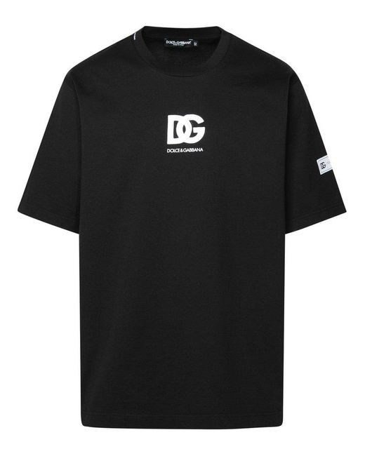 Dolce & Gabbana Black Dg Patch Crewneck T-shirt for men