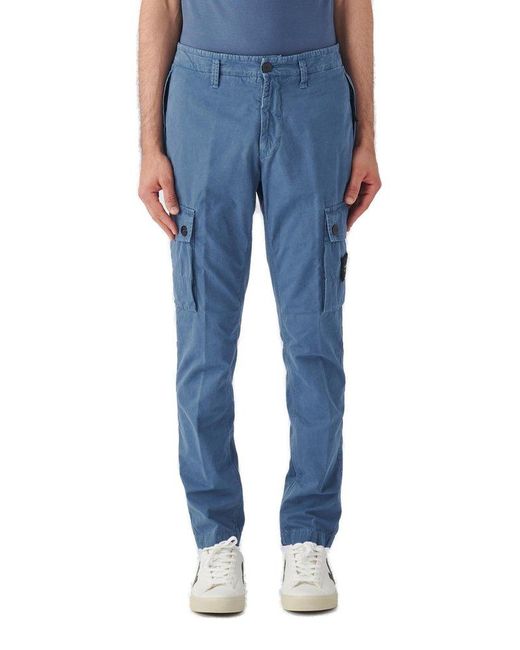 Stone Island Blue Slim-fit Cargo Trousers for men