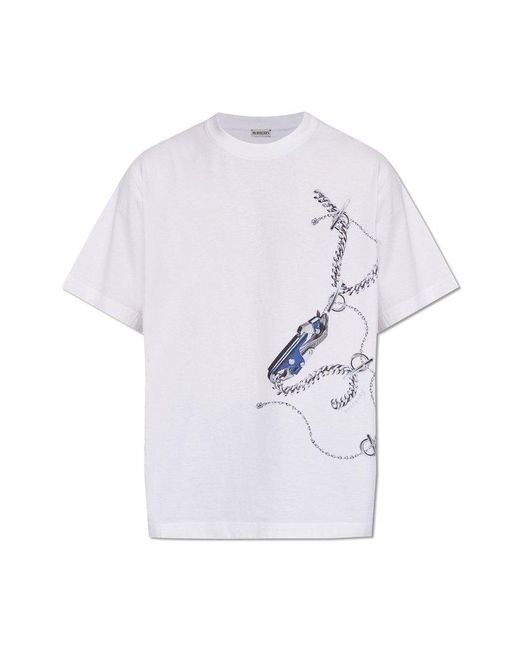 Burberry Graphic-printed Crewneck T-shirt in White for Men | Lyst