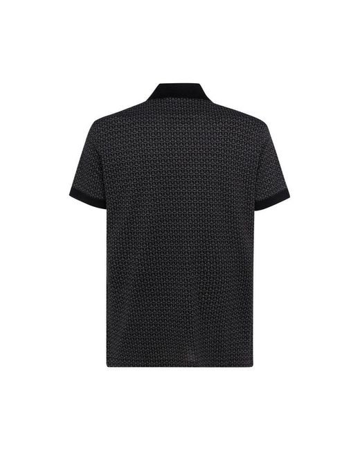 Ferragamo Black Gancini Short Sleeved Polo Shirt for men