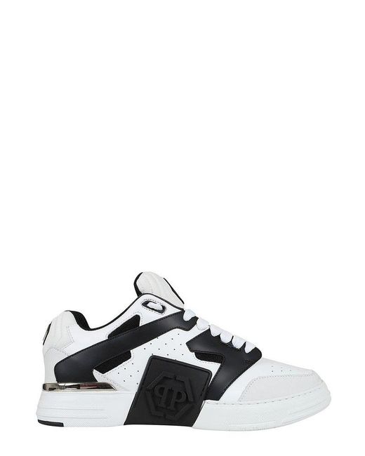 Philipp Plein White Two-toned Lace-up Sneakers for men