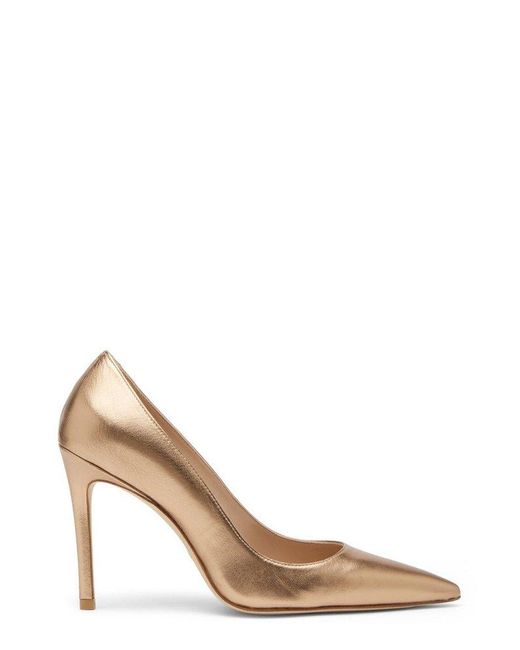 Stuart Weitzman Leather Stuart Metallic Pumps Lyst UK