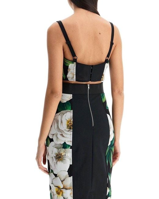 Dolce & Gabbana Green Gardenia Printed Bralette Top