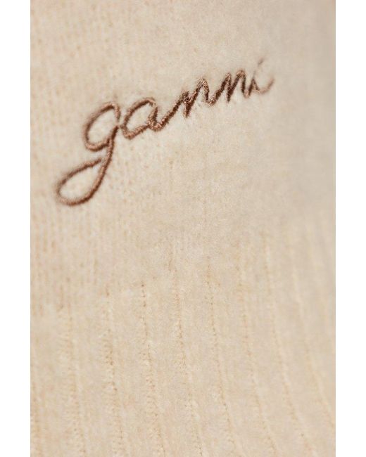 Ganni Natural Top With Logo,