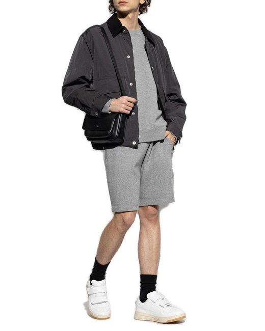 Theory Gray Knee-Length Drawstring Sweat Shorts for men