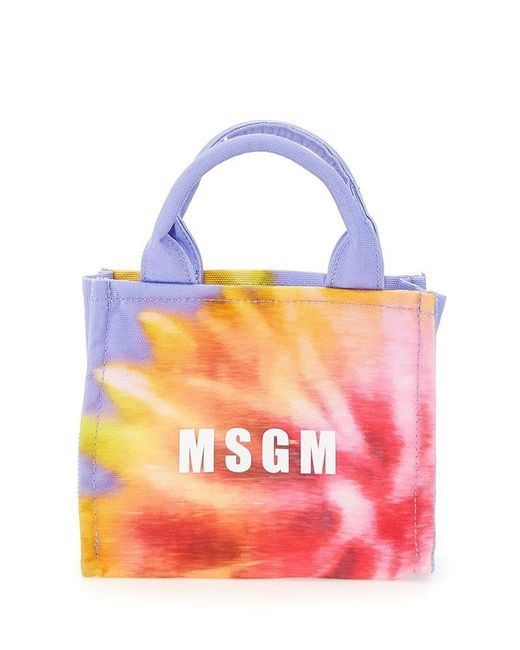 MSGM Pink Logo Printed Mini Tote Bag