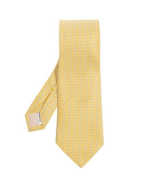 Ferragamo Yellow Silk Tie, for men