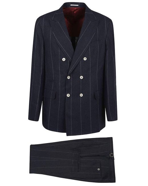 Brunello Cucinelli Blue Luxe Linen Suit For for men