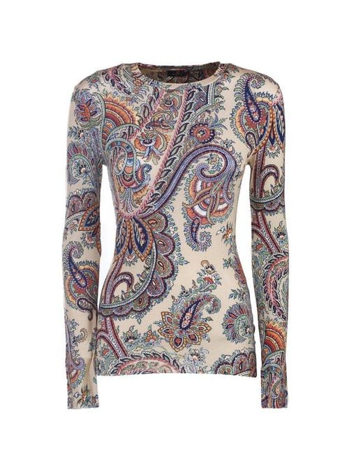 Etro Multicolor Paisley Printed Long-sleeved Top