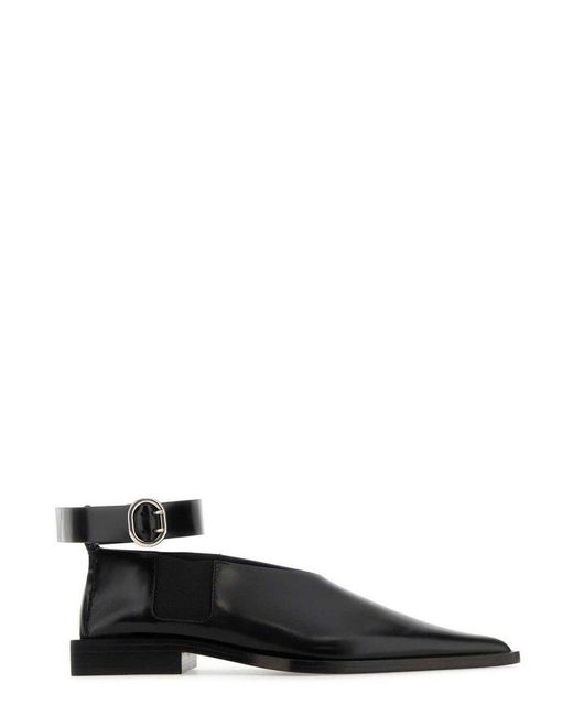 Jil Sander Black Pointed-toe Buckle-fastened Flat Shoes