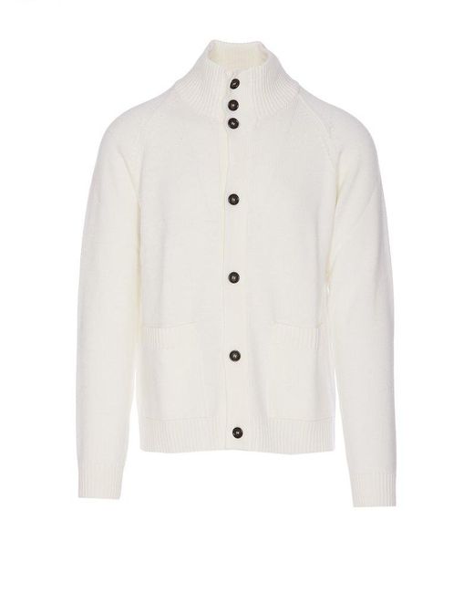 Paolo Pecora White Button-up Knitted Cardigan for men