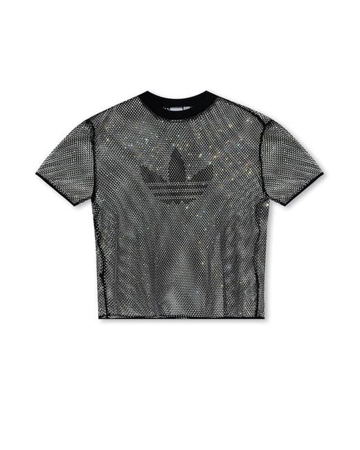 Adidas Originals Gray Crystal-embellished Top