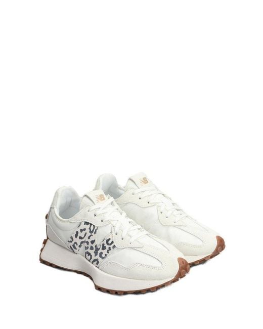 New Balance White 327 Leopard Printed Sneakers