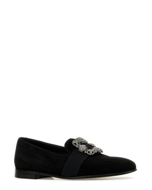 Manolo Blahnik Black Carlton Embellished Loafers for men