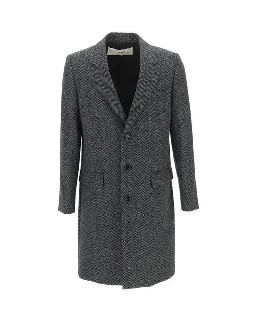 AMI Paris Single-breasted Straight Hem Tailored Coat in Gray for Men | Lyst